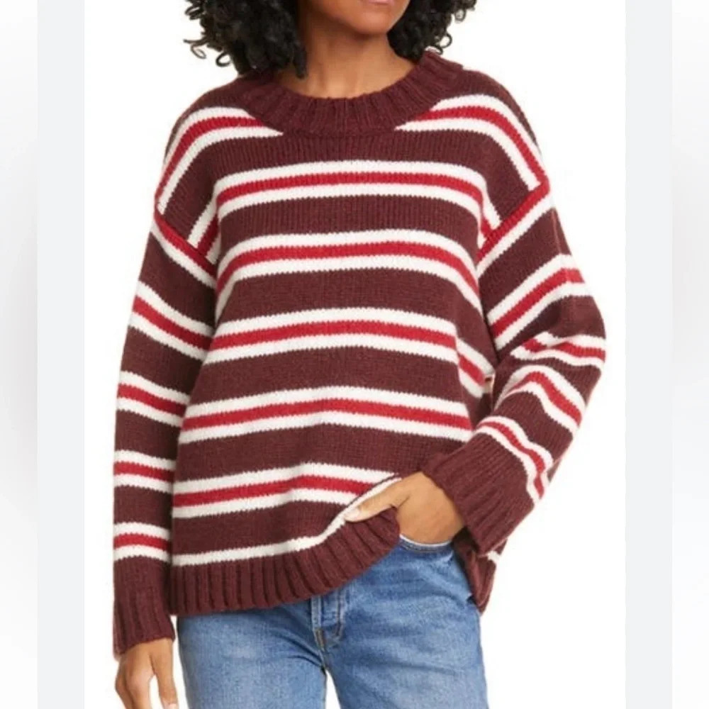 THE GREAT Oversized Striped Crew Neck Sweater - Picture 3 of 9